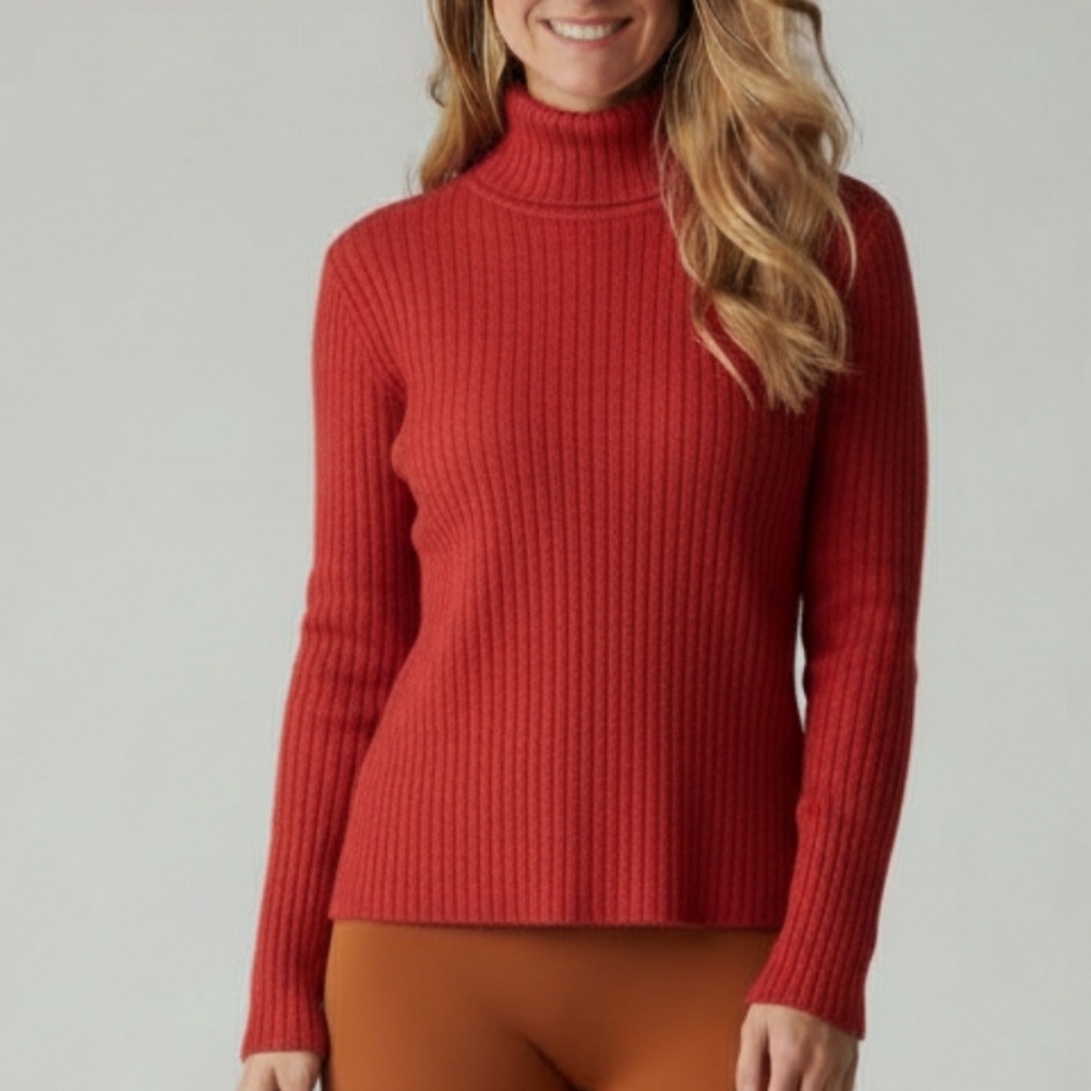 J. Crew  Ribbed Turtleneck Sweater Women's Size Large Coral